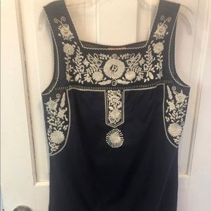 Tory Burch Navy Blue Amira Embroidered Shift Dress Coverup M Nwot